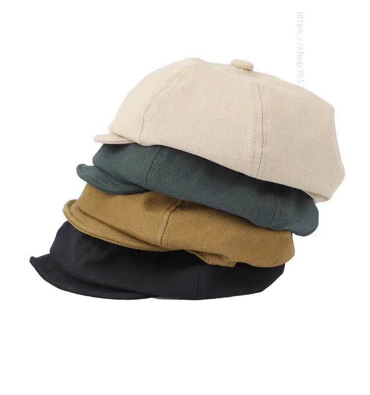 New Style Cap for Women Men Retro Big Head Face Showing Small Soft Eaves Solid Color Eight Artists Hat — feature 3