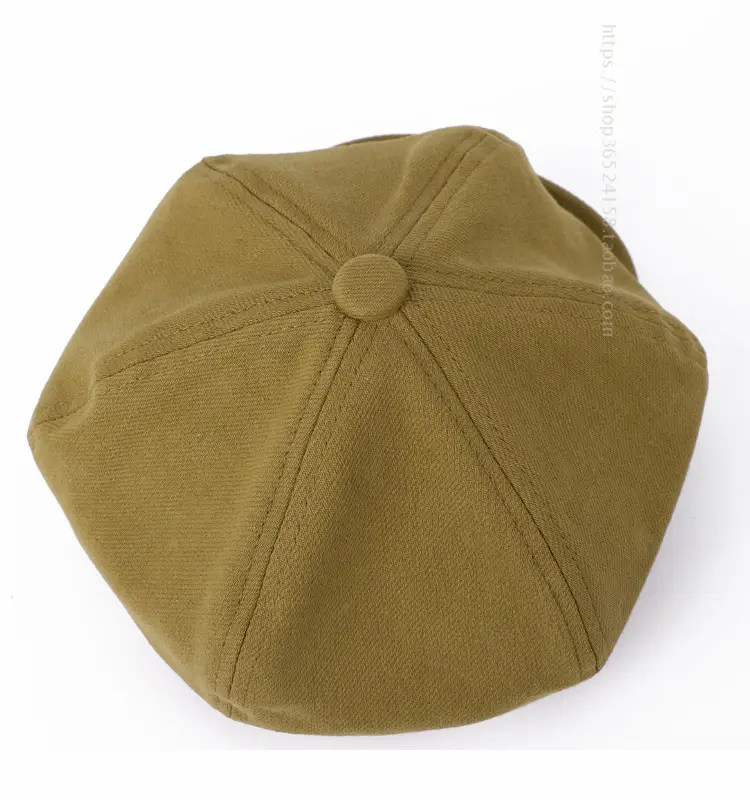New Style Cap for Women Men Retro Big Head Face Showing Small Soft Eaves Solid Color Eight Artists Hat — feature 6