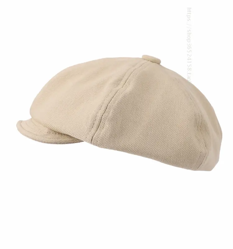 New Style Cap for Women Men Retro Big Head Face Showing Small Soft Eaves Solid Color Eight Artists Hat - Image 2