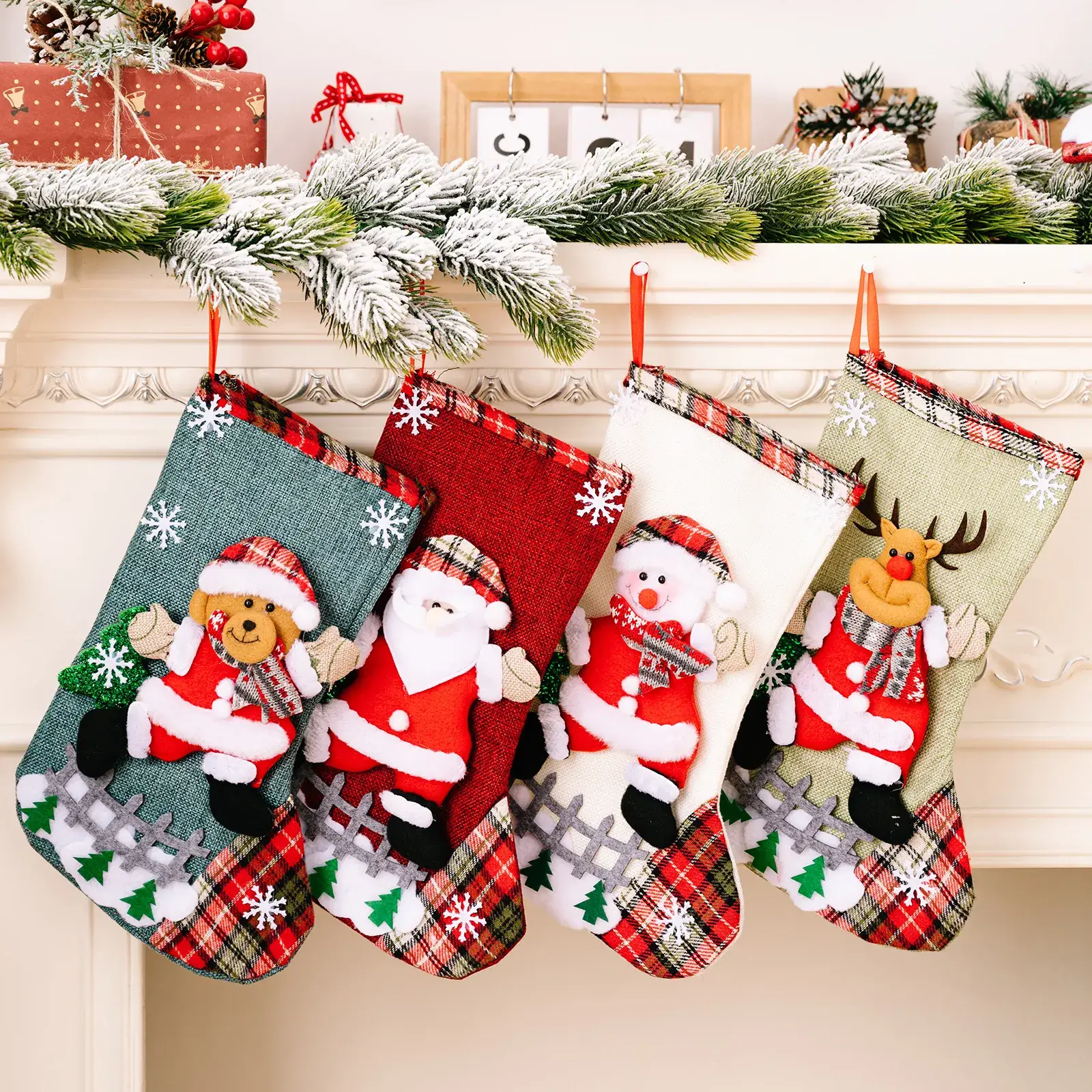 Cross-Country Christmas Socks Set for Home Decor - Image 6