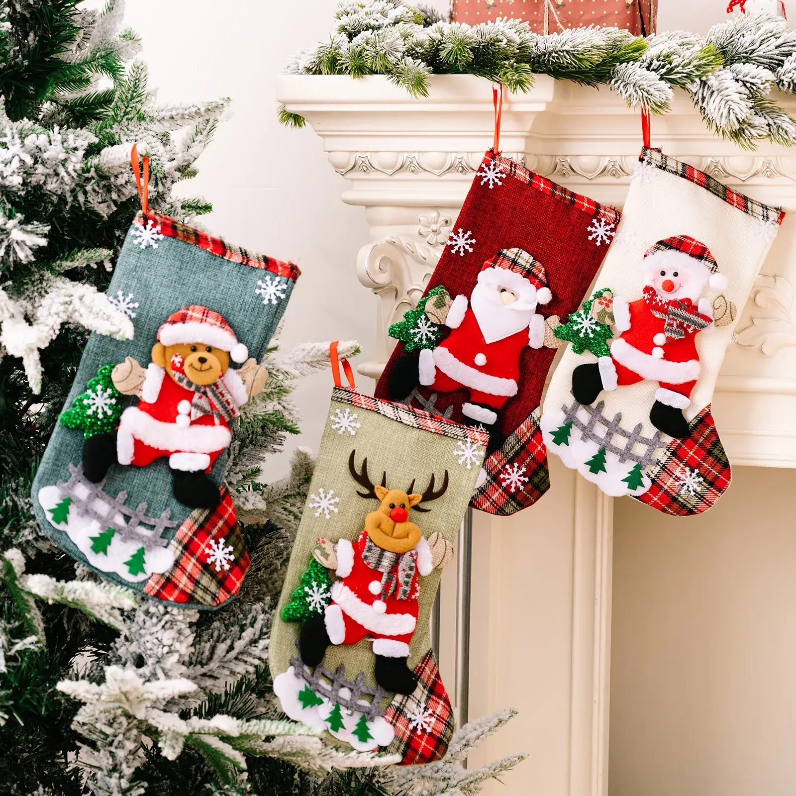 Cross-Country Christmas Socks Set for Home Decor - Image 8