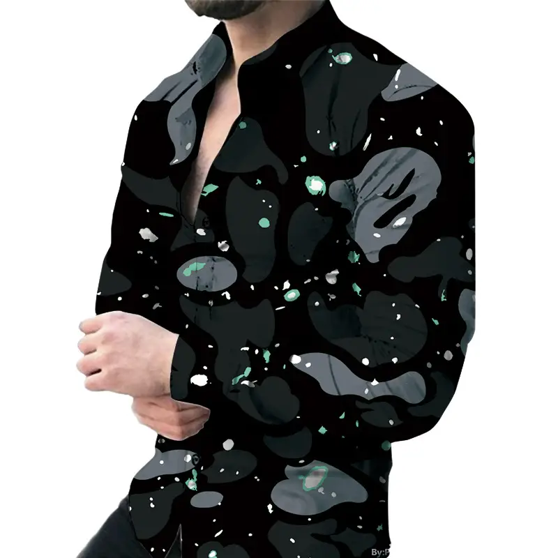 2026 Men's Black Paisley Digital Print Lapel Cardigan - Image 7