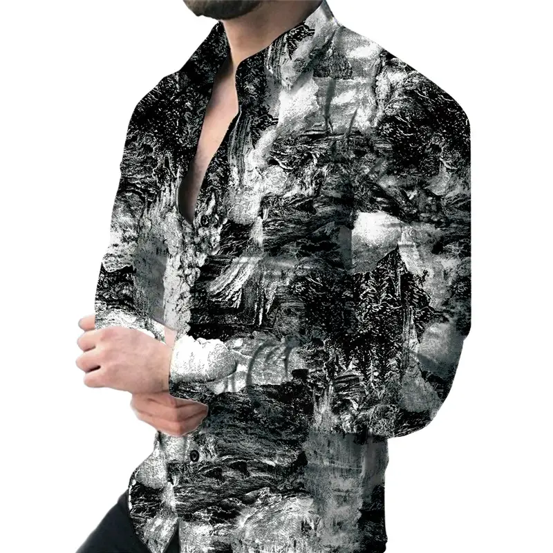 2026 Men's Black Paisley Digital Print Lapel Cardigan - Image 10