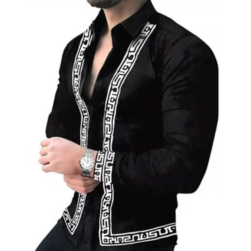 2026 Men's Black Paisley Digital Print Lapel Cardigan - Image 14