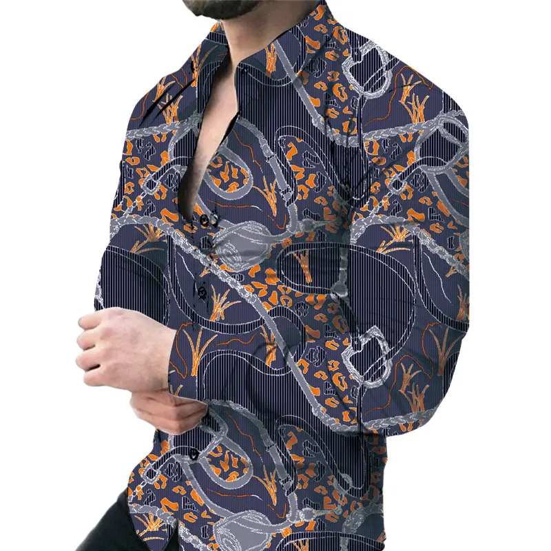 2026 Men's Black Paisley Digital Print Lapel Cardigan - Image 3