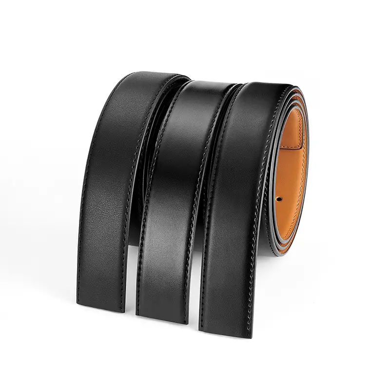 Men's Black Leather Belt with Double-Sided Buckle - Image 8