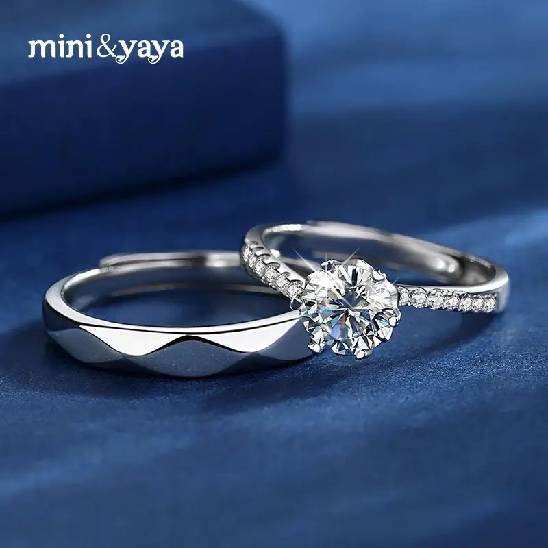 Clearance D Moissanite Diamond Couple Ring Silver - Image 15