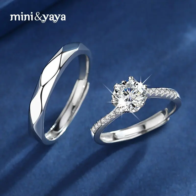 Clearance D Moissanite Diamond Couple Ring Silver - Image 16