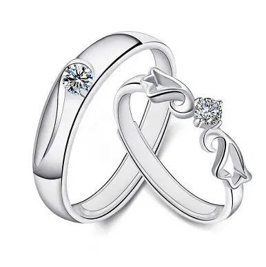 Clearance D Moissanite Diamond Couple Ring Silver - Image 9