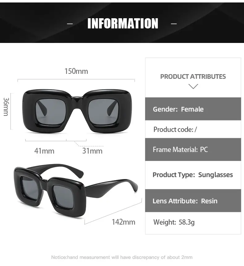 Square Catwalk Eyewear Black Y2K Sunglasses — feature 12