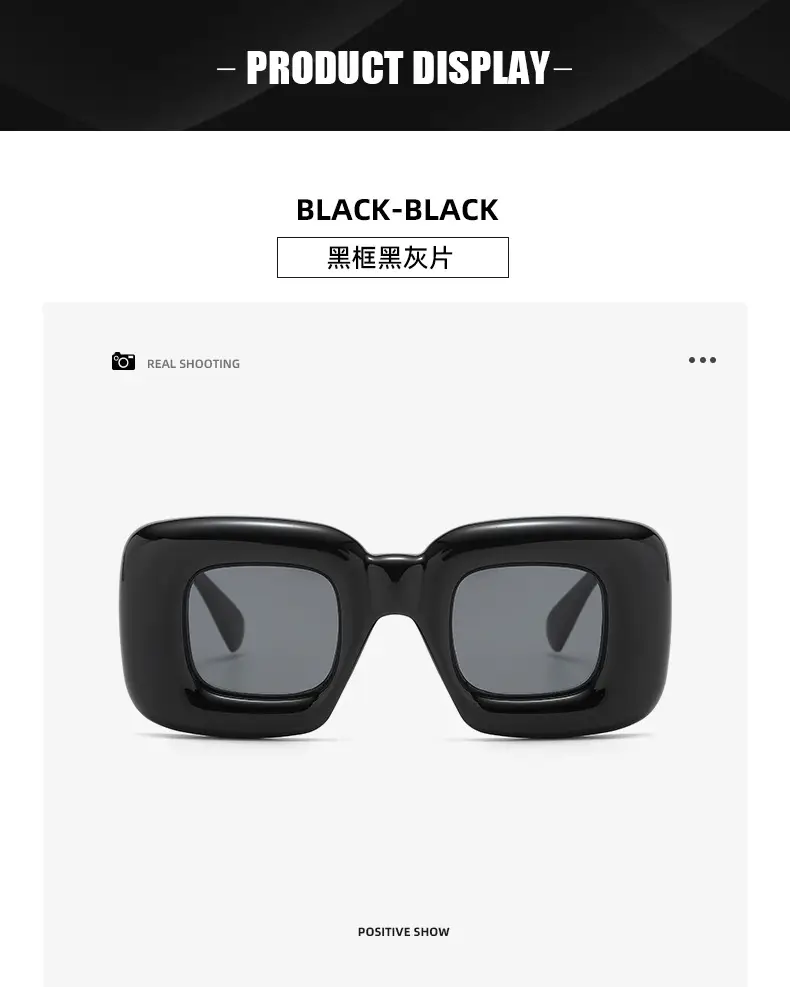 Square Catwalk Eyewear Black Y2K Sunglasses — feature 14