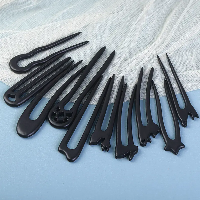 U-Shaped Hairpin Ancient Style Ebony Three-Pronged - Image 22