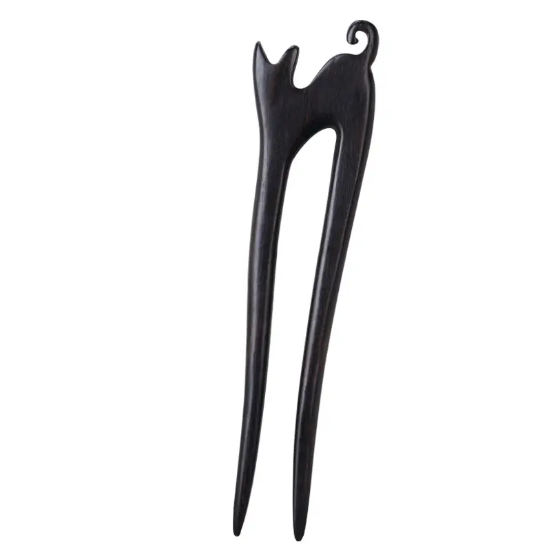 U-Shaped Hairpin Ancient Style Ebony Three-Pronged - Image 25
