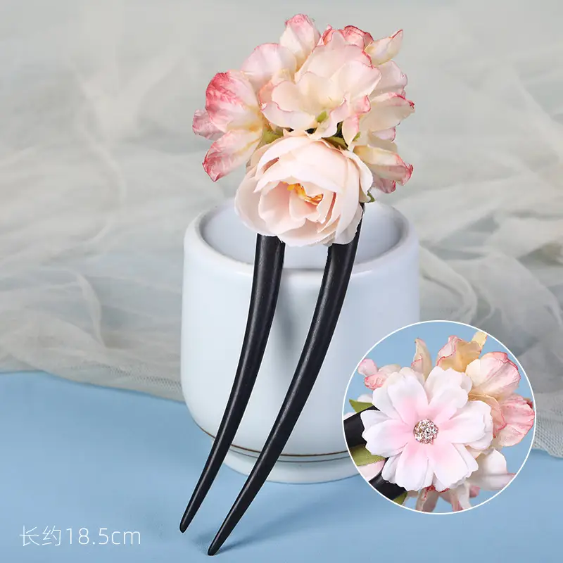 U-Shaped Hairpin Ancient Style Ebony Three-Pronged - Image 10