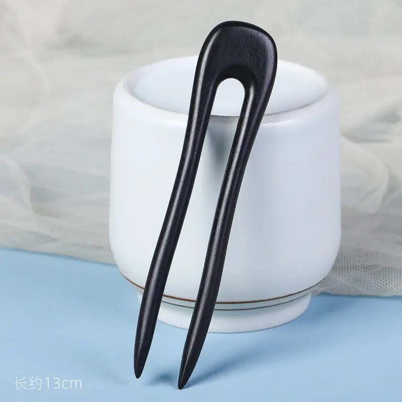 U-Shaped Hairpin Ancient Style Ebony Three-Pronged - Image 13