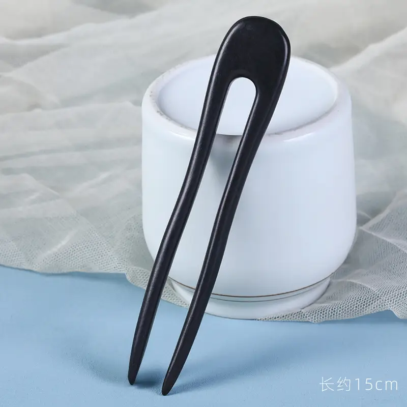 U-Shaped Hairpin Ancient Style Ebony Three-Pronged - Image 14