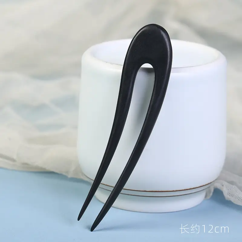 U-Shaped Hairpin Ancient Style Ebony Three-Pronged - Image 7