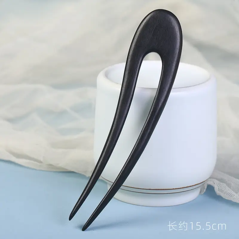 U-Shaped Hairpin Ancient Style Ebony Three-Pronged - Image 8