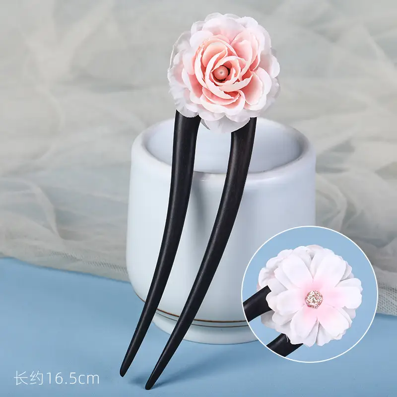 U-Shaped Hairpin Ancient Style Ebony Three-Pronged - Image 9