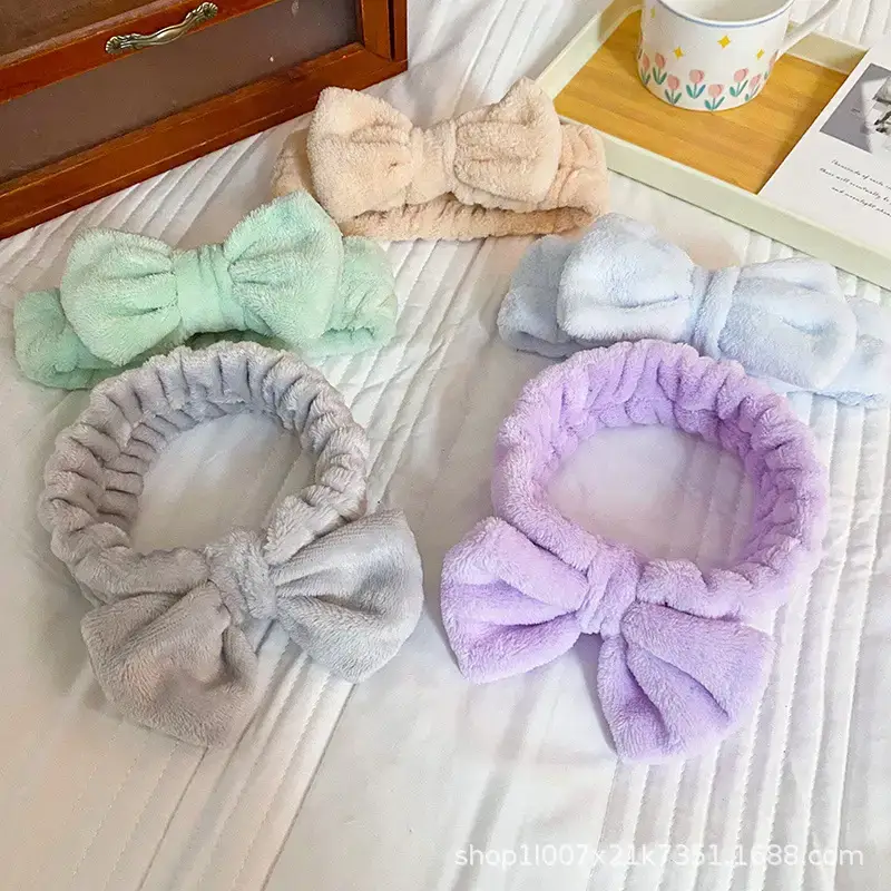 Plush Bow Hair Bands for Women Multi Color - Image 22