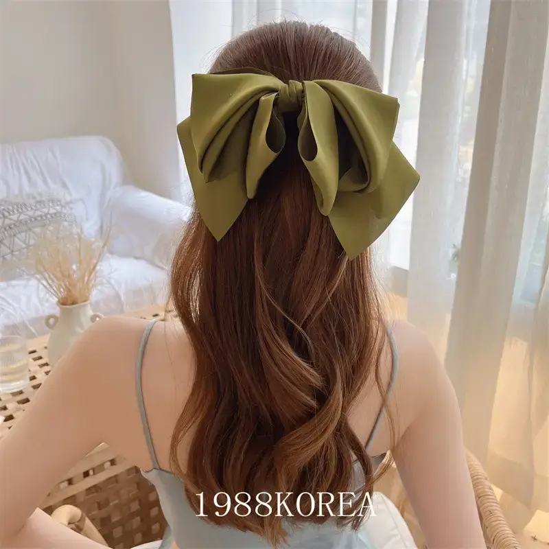 Korean Satin Bow Hairpin Light Luxury Spring Clip - Image 10