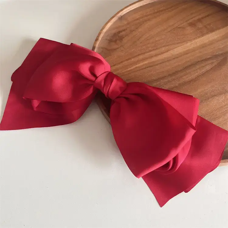 Korean Satin Bow Hairpin Light Luxury Spring Clip - Image 5