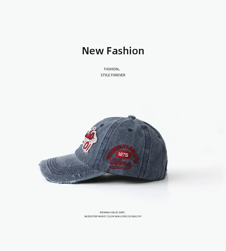 American Style Distressed Duckbill Cap with Embroidery — feature 3