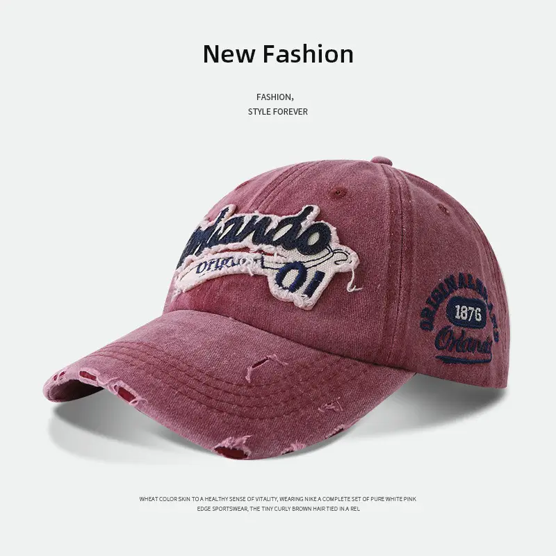 American Style Distressed Duckbill Cap with Embroidery - Image 2