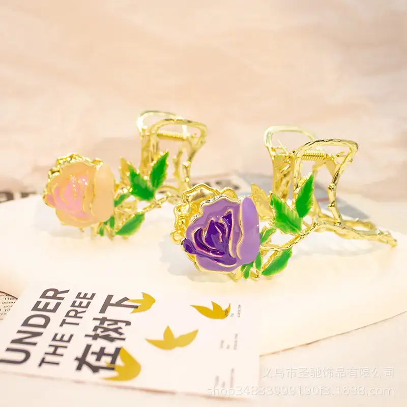 Elegant Pink Rose Hairpin for Women - Image 4