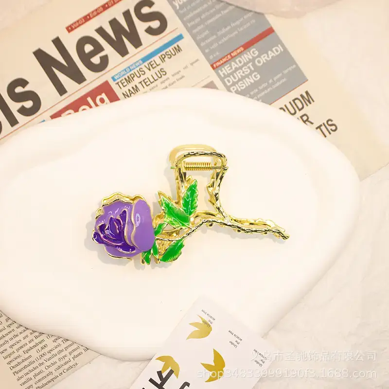 Elegant Pink Rose Hairpin for Women - Image 2