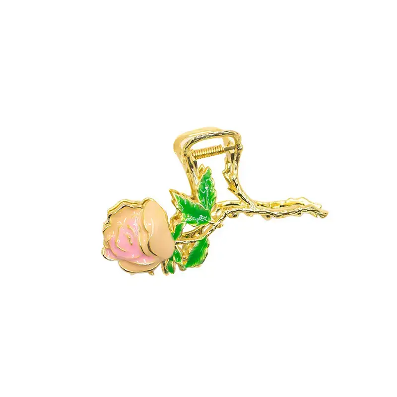 Elegant Pink Rose Hairpin for Women - Image 5