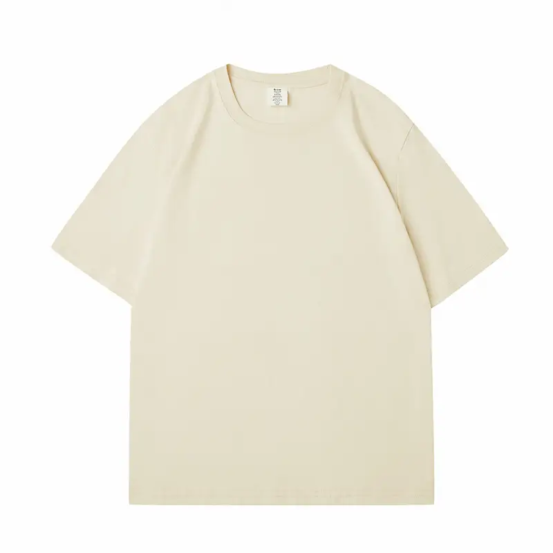 Men's Beige Cotton T-Shirt 230g Loose Fit - Image 7
