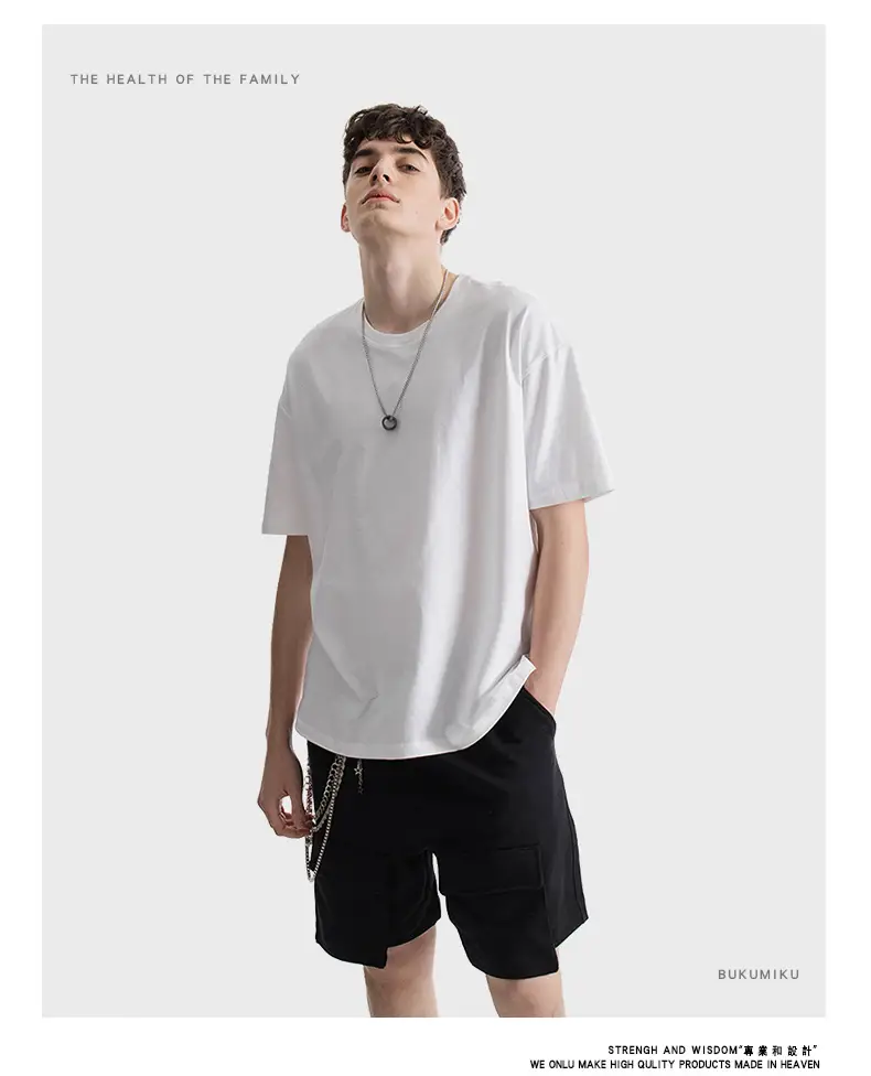 Men's Beige Cotton T-Shirt 230g Loose Fit — feature 8