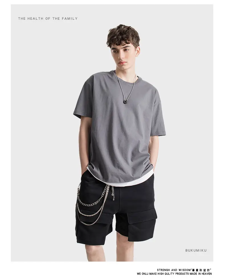 Men's Beige Cotton T-Shirt 230g Loose Fit — feature 9