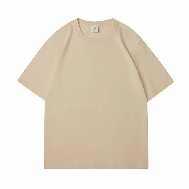 Men's Beige Cotton T-Shirt 230g Loose Fit - Image 8