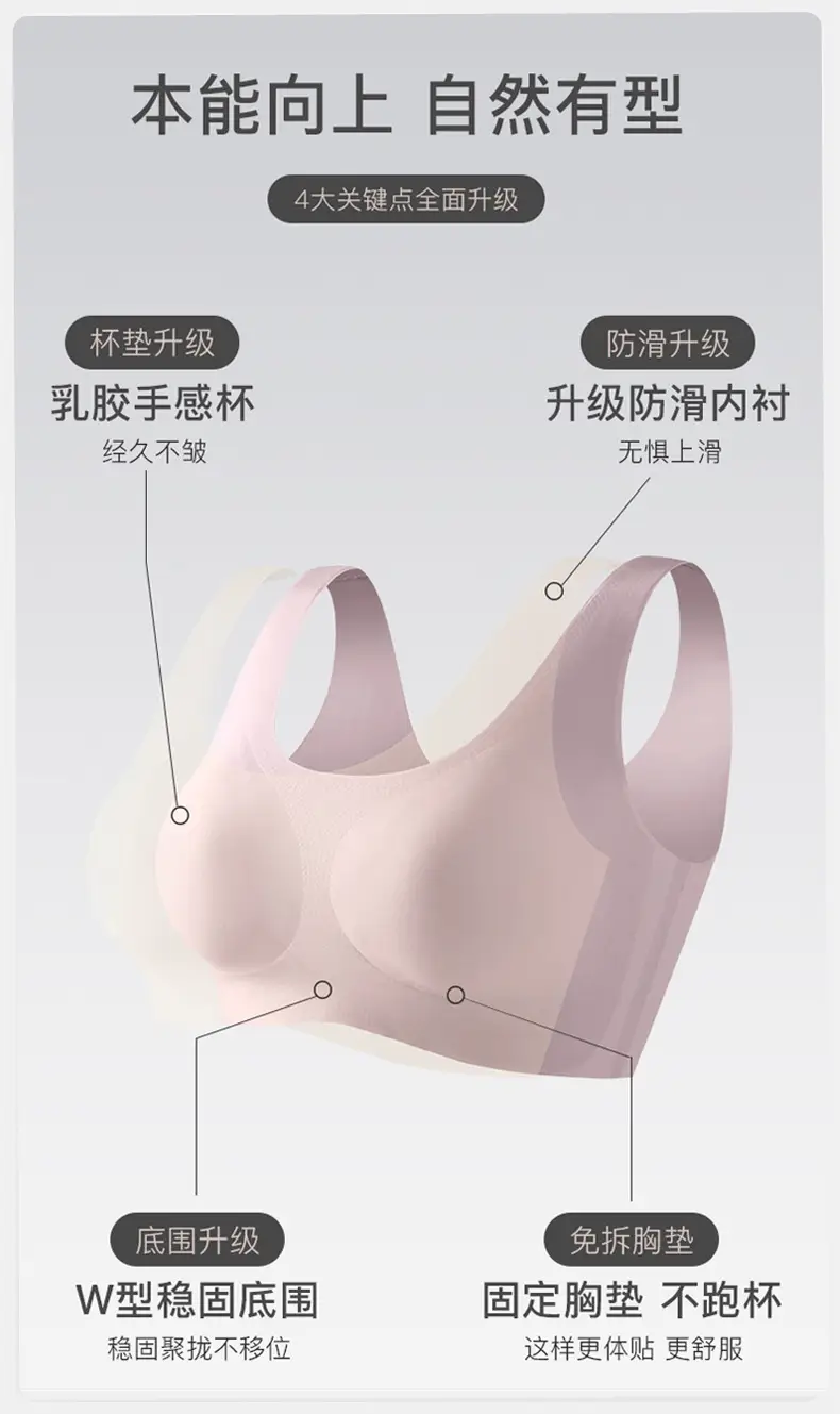 Traceless Cloud Underwear Women's No Size No Steel Ring Bra Large Chest Small Fixed Cup Thin Sports Vest Beautiful Back — feature 4