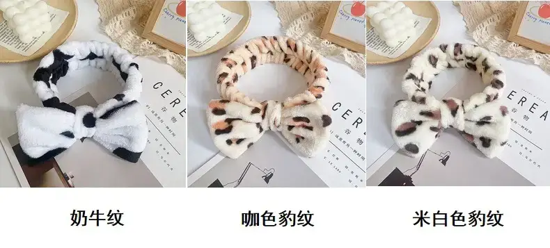 Red Bow Hairband with Leopard Print for Women — feature 15