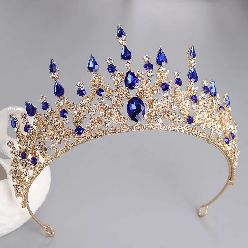 Red Rhinestone Wedding Crown Headdress for Women - Image 9