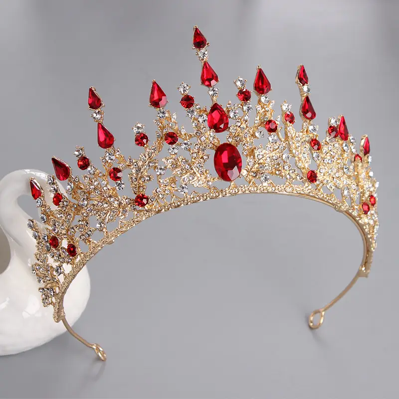 Red Rhinestone Wedding Crown Headdress for Women — feature 6