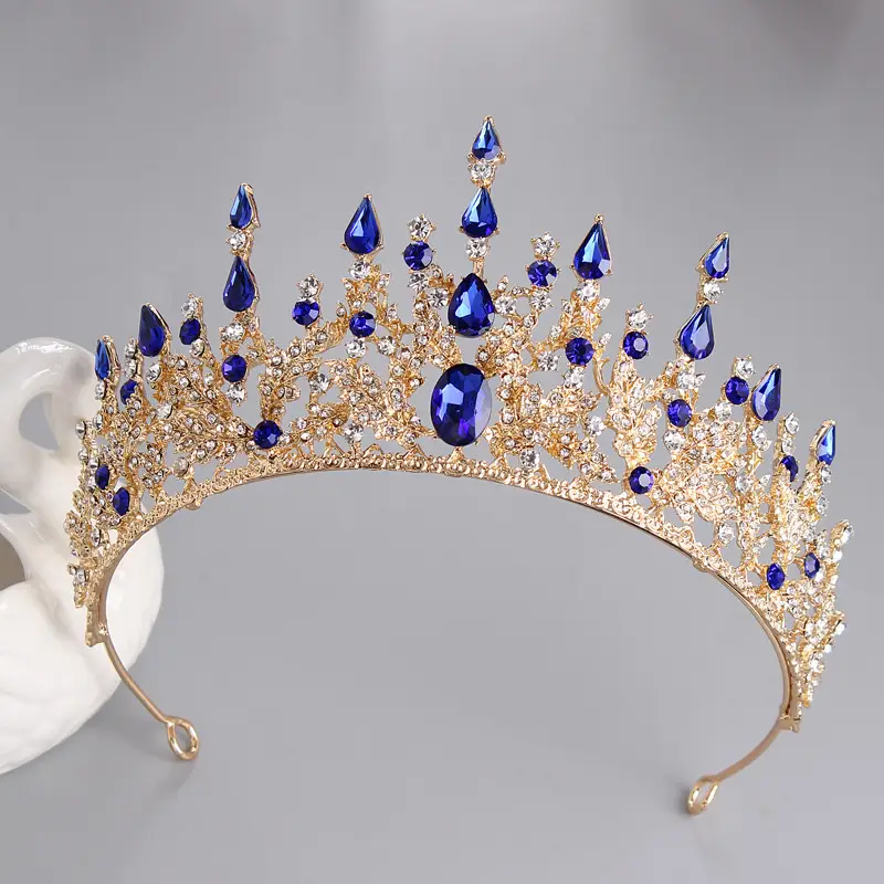 Red Rhinestone Wedding Crown Headdress for Women - Image 2