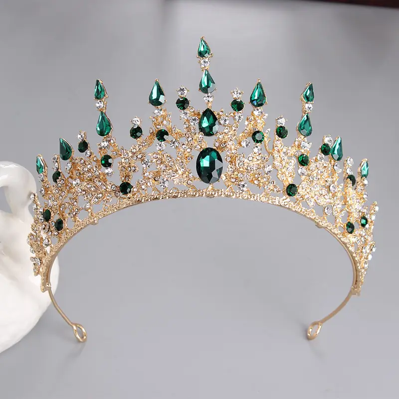 Red Rhinestone Wedding Crown Headdress for Women - Image 4