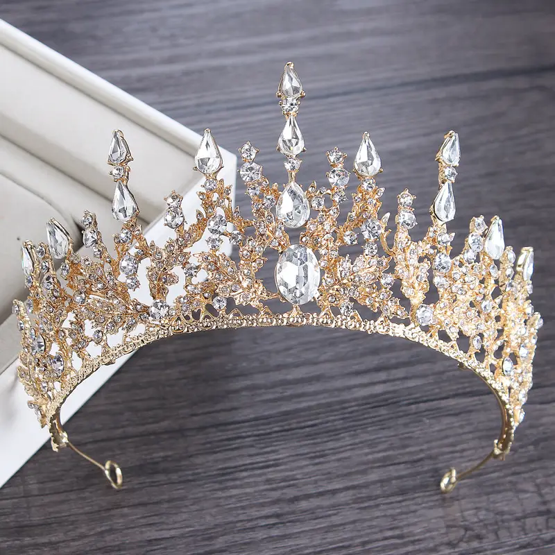 Red Rhinestone Wedding Crown Headdress for Women - Image 5