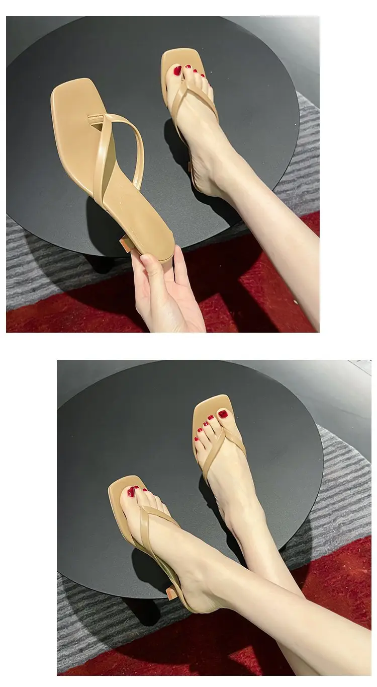2023 Black Square Toe Stiletto Flip Flops Plus Size β feature 11