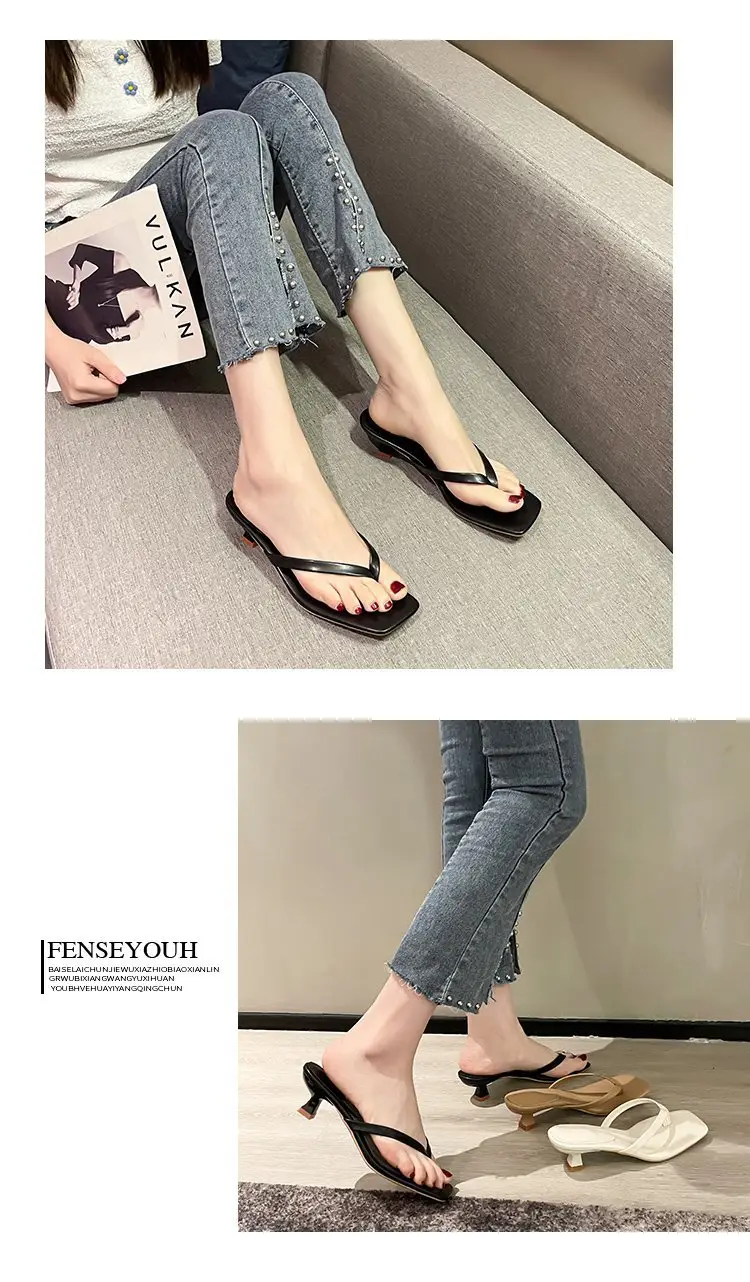 2023 Black Square Toe Stiletto Flip Flops Plus Size β feature 9