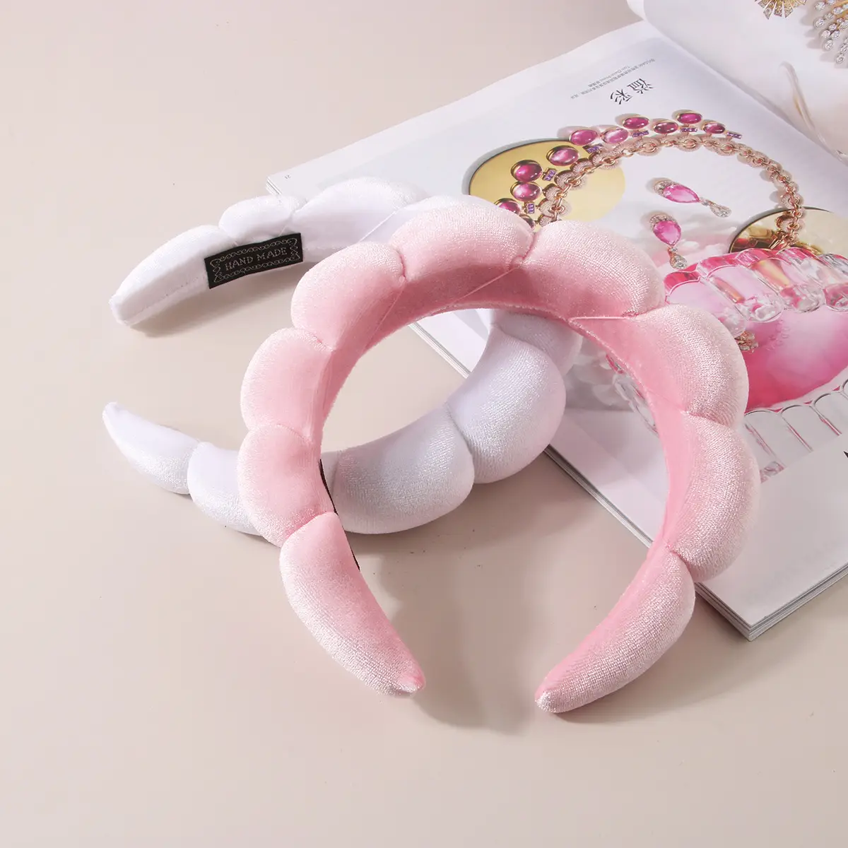 Pink Velvet Hair Band with Soft Foam End — feature 11
