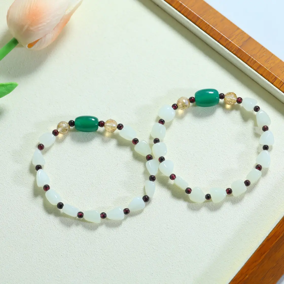 Xinjiang Hetian Jade Red Leather Bracelet for Men Women