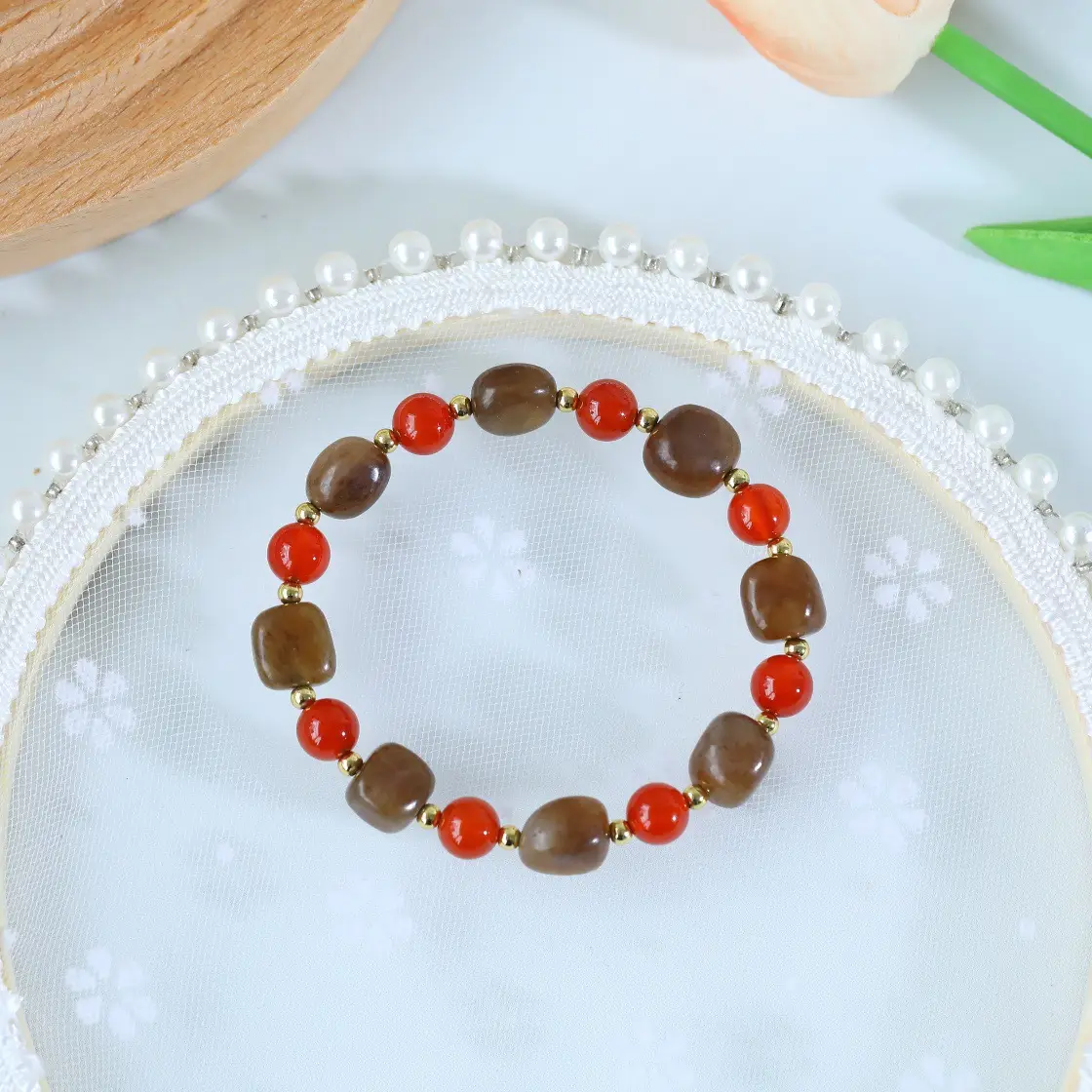 Xinjiang Hetian Jade Red Leather Bracelet for Men Women