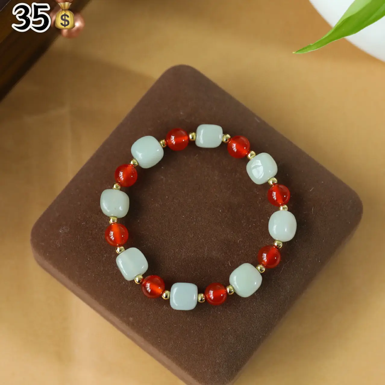 Xinjiang Hetian Jade Red Leather Bracelet for Men Women