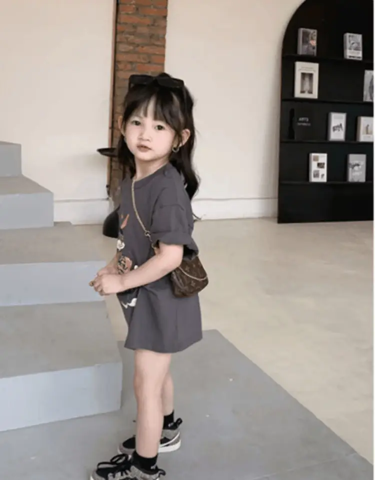 Girls Cotton T-Shirt Short Sleeve Casual Bottoming Shirt — feature 3