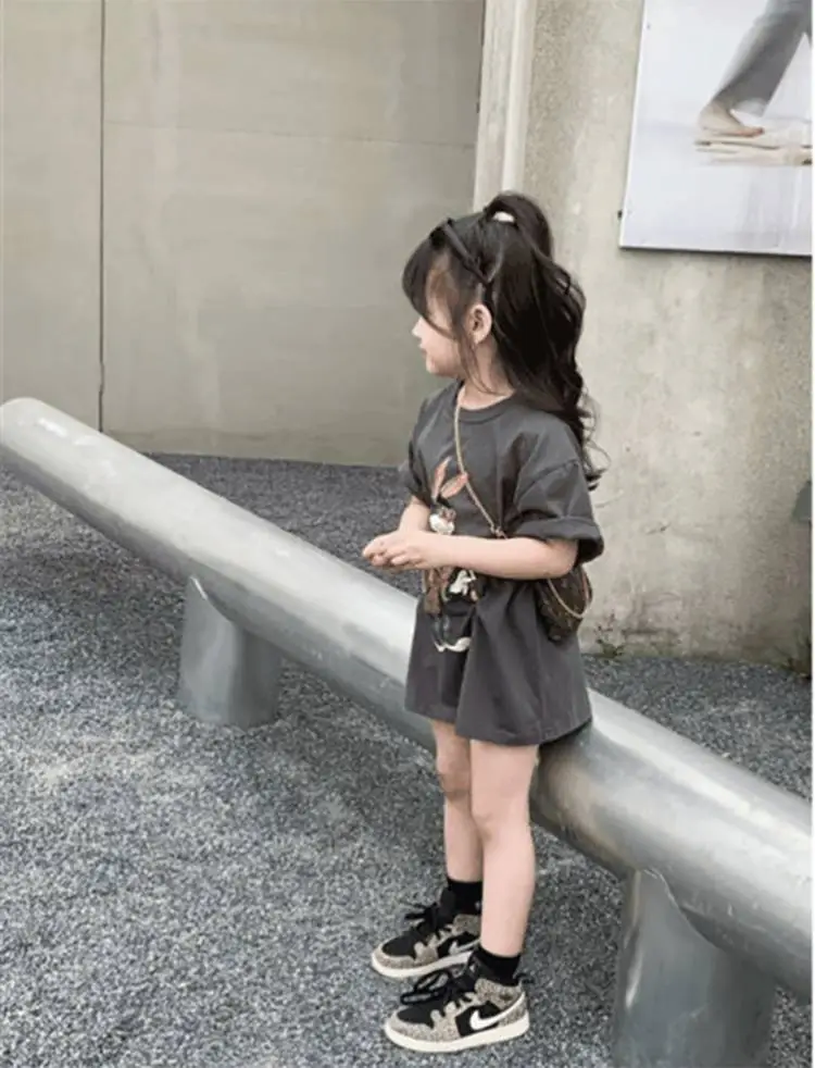 Girls Cotton T-Shirt Short Sleeve Casual Bottoming Shirt — feature 9